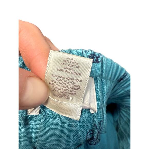 Women's LOFT Outlet‎ Midi Blue Green Elephant Linen Blend Skirt Size S/P Small P - Picture 7 of 8